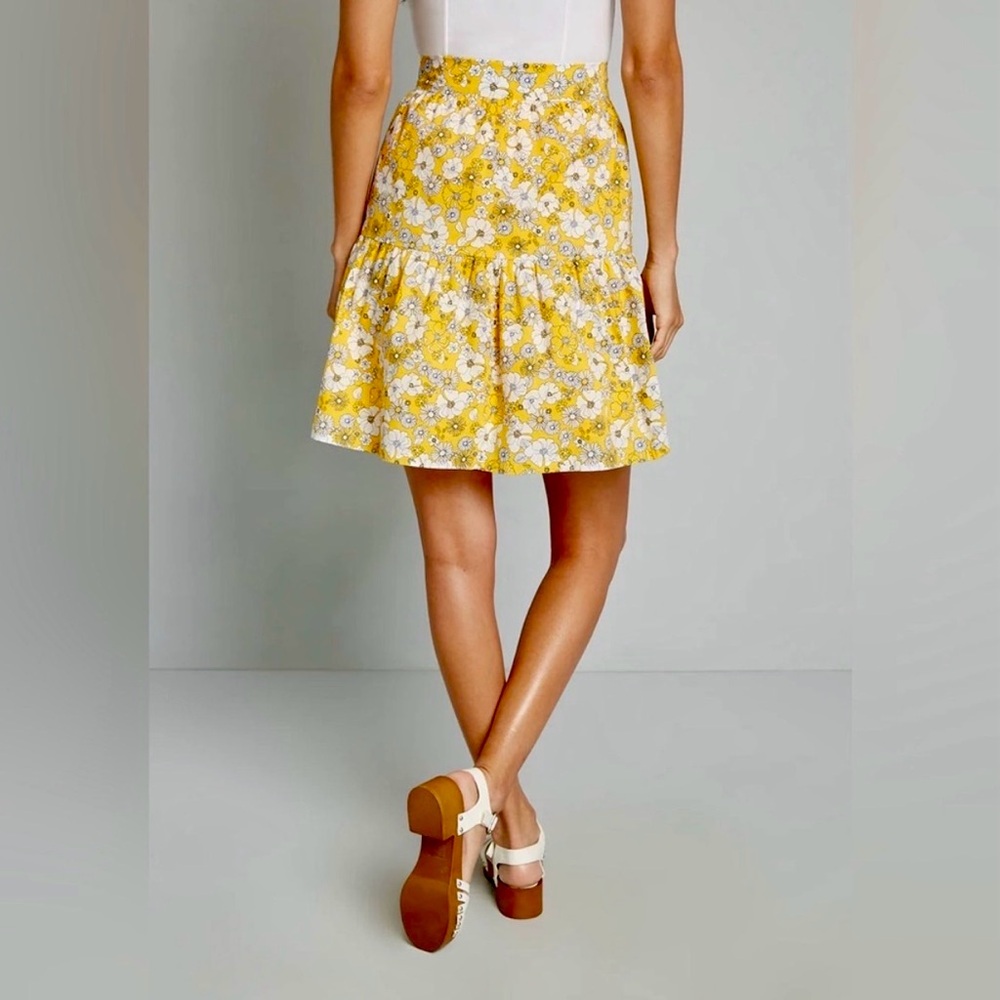 NWT ModCloth “Days In Doll Valley” Yellow Daisy Print Floral Tiered Skirt Size 6 - Picture 3 of 15